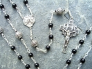 Black Onyx & Bali Silver Wire Wrapped Rosary