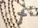 Faceted Garnet and Pearl Wire Wrapped Rosary