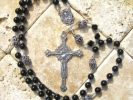 Black Onyx Sacred Heart Beaded Rosary